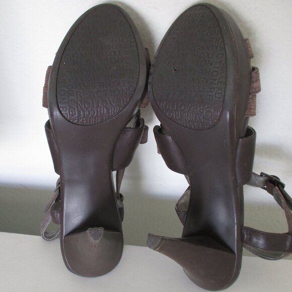 Kenneth Cole Reaction Womens Tan Leather Strappy Slingback Heel Sandal - 7M - Picture 9 of 9